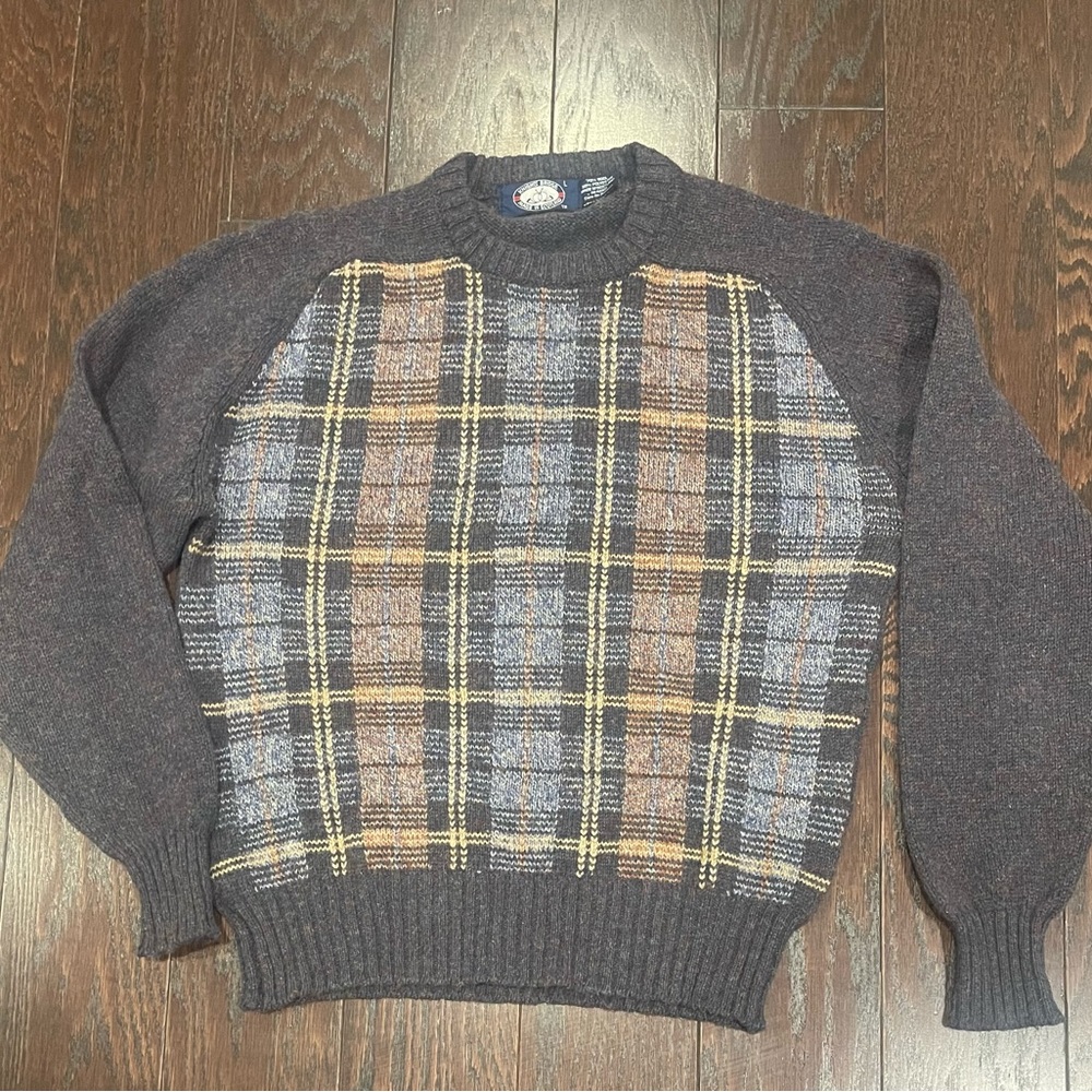 Vintage Wool plaid Sweater Knights BridgeScotland Men's Size Large